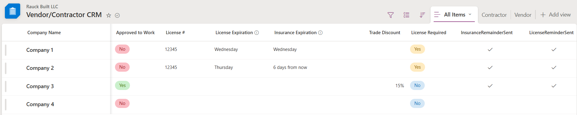 Reminder sent fields screenshot